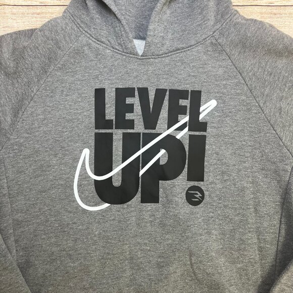 Nike Level Up! Hoodie Boys XL Gray Pullover Youth Hockey Athletic Sweatshirt - Picture 10 of 11